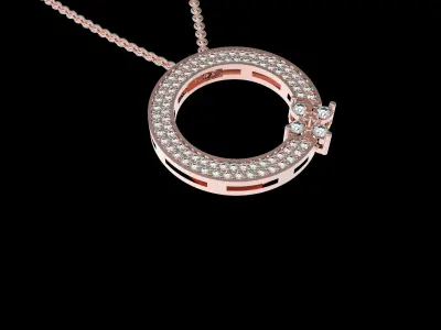 Round  Flower Pendant With Diamonds 3D print model