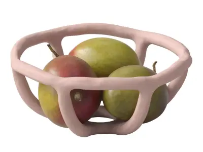 Nested bowl with mango 3D model