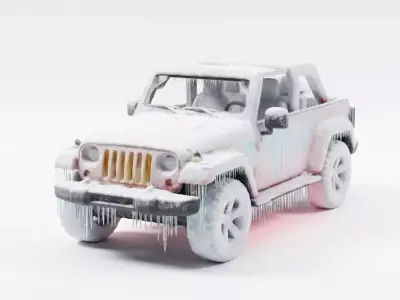 Glacial Tundra Survival Jeep 3D Model Low-poly 3D model