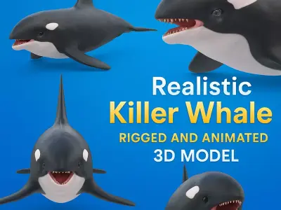 Realistic Killer Whale Rigged and Animated Low-poly 3D model