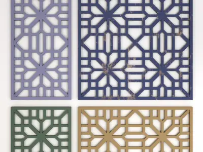 Arabic Islamic pattern wood decorative plaster 3D model 4