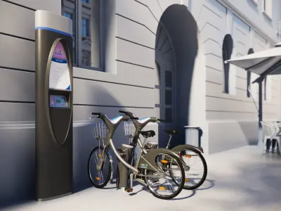 Futuristic bikes on a rack 3D model