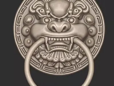 Chinese Style Beast Head Door Knocker 2 - High Poly 3D Model 3D print model