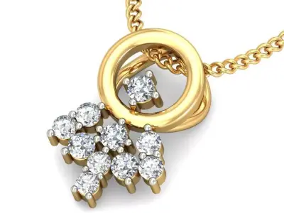 Solitaire Women Pendant 3dm STL OBJ FBX Renders Details 3D print model 39