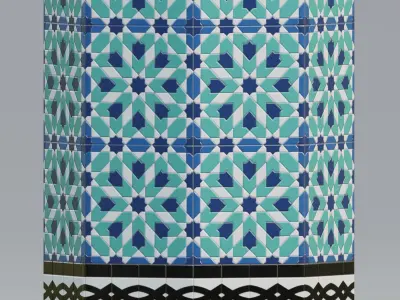 Moroccan tiled pillar 3D model