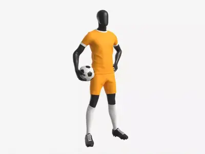 Male Mannequin in Soccer Uniform with Ball 01 3D model