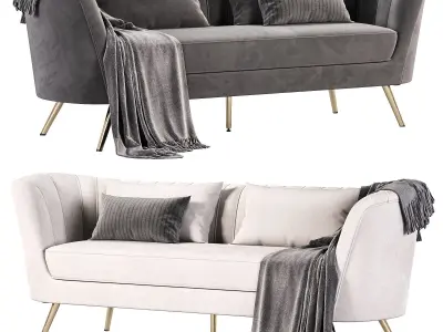 Meridian Furniture Margo Grey Velvet Sofa 3D model