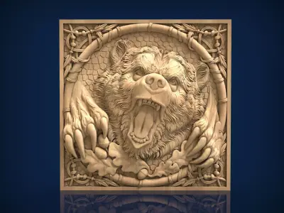 Carved panel painting STL 3D model 3