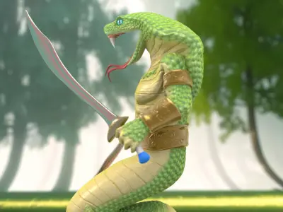 Naga - Daz3d or Poser - Rigged Snake Person Low-poly 3D model