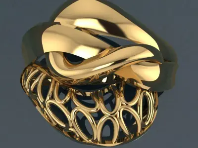 Ring1 gold ring with intricate design 3D print model
