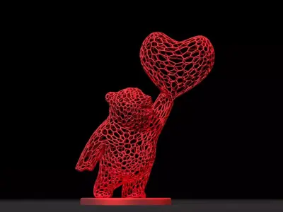Bear with heart 3D print model