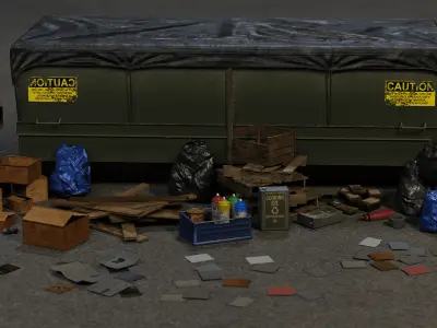 Trash Pack - 62 Game Ready Debris and Urban Props with 4K PBR Low-poly 3D model