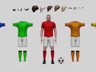Customizable Soccer Player Rigged Low-poly 3D model