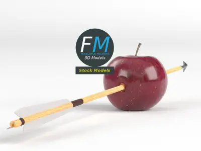 Arrow through apple 3D model