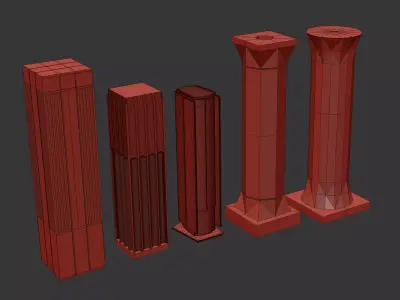  Minimal  Modern Column Set High-Quality 3D Models for Interiors 3D model
