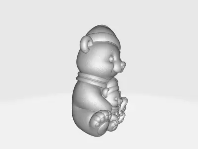 Christmas Bear Family Cute Mama Baby Bear in Santa HatS 3D print model