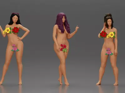 Free 3 Naked woman 3D print model