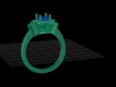 fantastic ring with emerald gem stone  3D print model