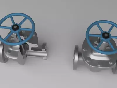 Flanged Gate Valve 3D Model with Interior Mechanical Details 3D model