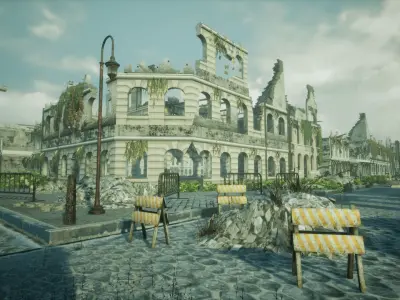 Ruined City Unreal Engine  Low-poly 3D model