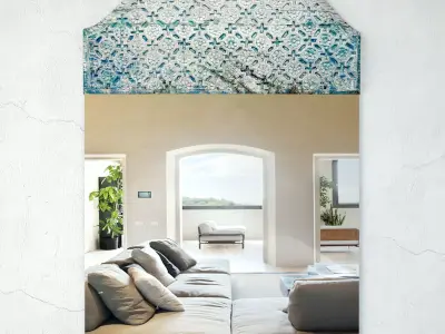 Old Blue Architectural Panel Mirror 3D model