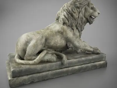 Stone Lion Sculpture 3D model