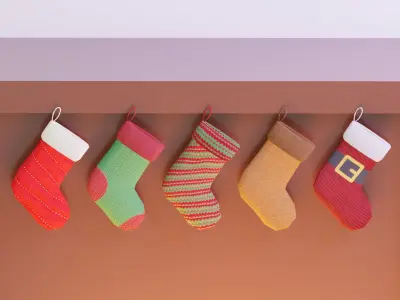 Christmas Socks G39 Low-poly 3D model