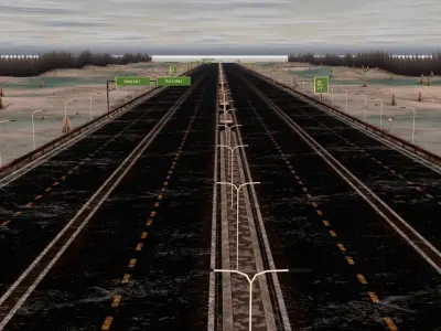 low poly Modular endless race track PBR snow desert green Low-poly 3D model