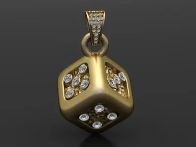  GOLD DICE DIAMOND PENDANT  3D print model