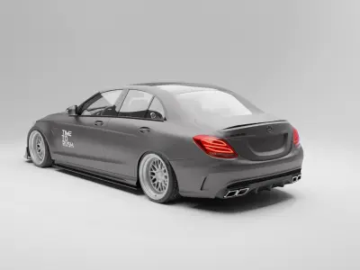 Mercedes C63 with TTR Body Kit Low-poly 3D model