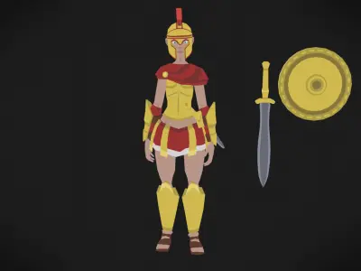 Colorly - Spartan Girl - Game Ready - Rigged - Customizable Low-poly 3D model