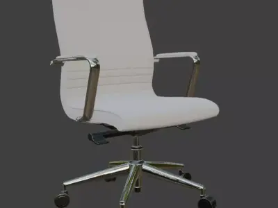 Modern White Leather Executive Office Chair High Detail 3D Model 3D model