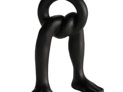 Black and white abstract sculpture of hands and feet 3D model