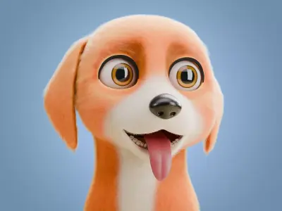 Cute Cartoon Dog Low-poly 3D model