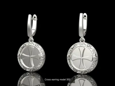 Cross ring pendant earring collection 3D Model Pack