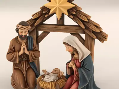 Nativity STL Holy Family 3D Print Set separated files 3D print model