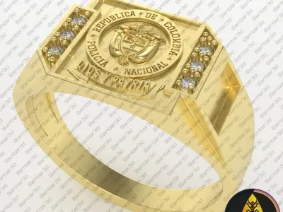 Valiant Defender National Police of Colombia Commemorative Ring 3D print model