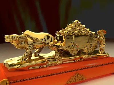 Chinese gold ingot 3D model 18