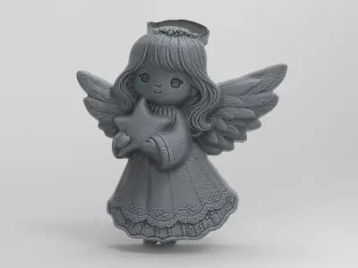 christmas tree cute girl angle decor  3D print model