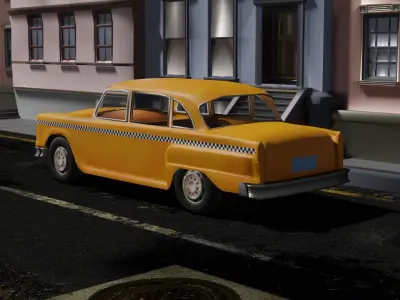 lowpoly Taxi Car -  Game ready - Checker Marathon -NYC Low-poly 3D model
