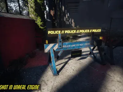 Police Barrier Set Low-poly 3D model