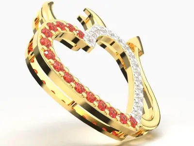 RUBY AND DIAMOND DEVIL HEART PENDANT 3D print model
