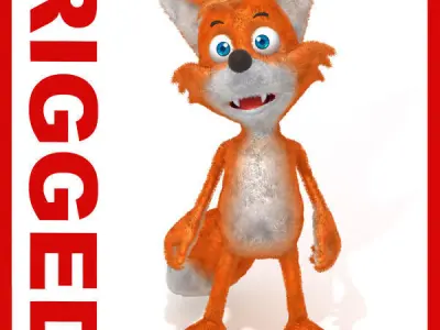 Fox cartoon rigged 3D model