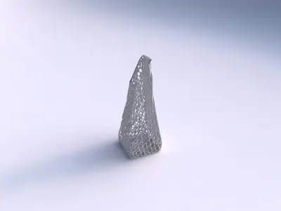 Vase top bent rectangle with twisted lattice tiles 3D print model