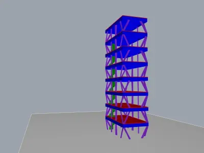 Middle-rise wooden building Low-poly 3D model