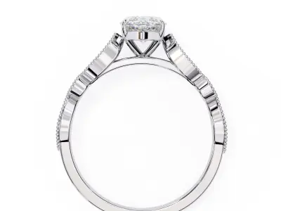 Marquise diamond vintage setting solitaire ring  3D print model