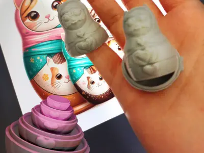 Catrioshka The Mama Cat Endless container 3D print model