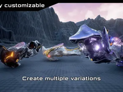 Hoverbike System Low-poly 3D model