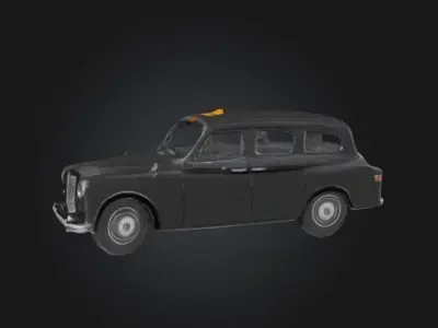 Black London Taxi Low-poly 3D model