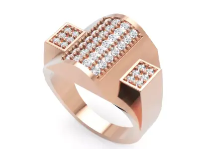 Bold Diamond Mens Ring Luxury Gentleman Accessory  3D print model